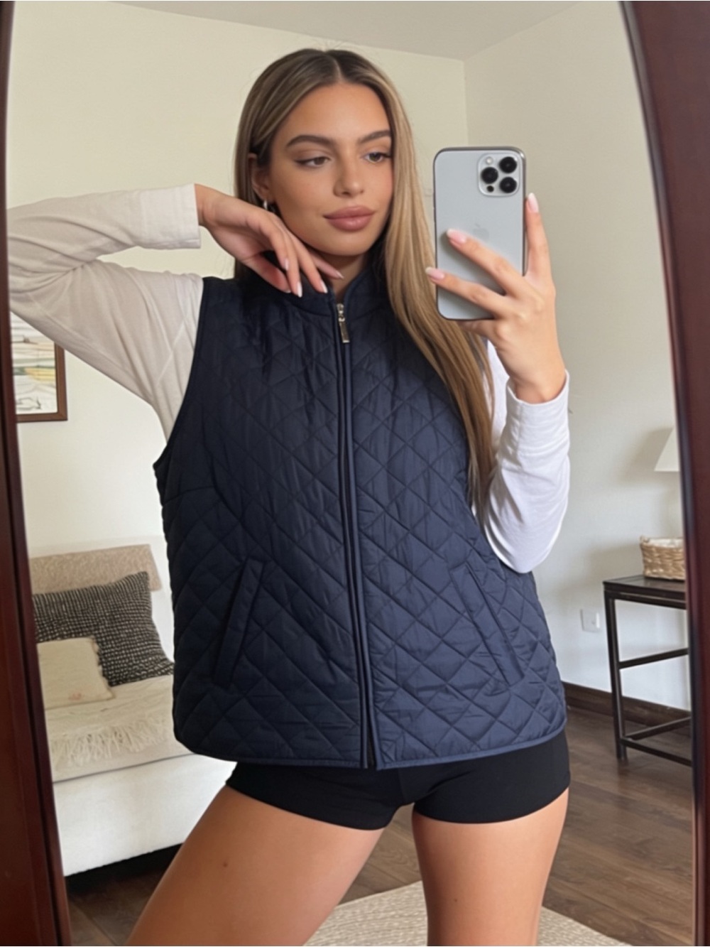 Karen Scott Sport navy quilted sleeveless vest petite XL